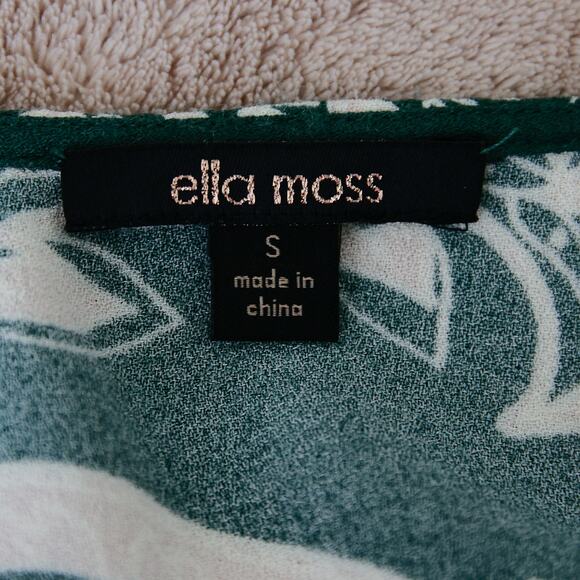 Ella Moss Tropical Green Bell Sleeve Shift Dress size S - Picture 7 of 8